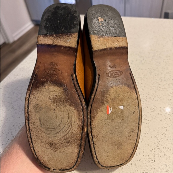 Tod’s Tan Leather Buckle Loafers Women's EU 36.5 US 6.5 Square Toe - Picture 7 of 10